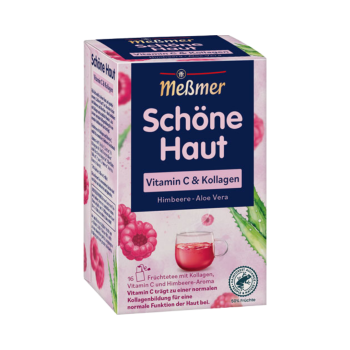 Meßmer Schöne Haut Himbeere-Aloe Vera, Vitamin C & Kollagen, Kräutertee, Teebeutel im Kuvert, 2. Entnahmefach/displaytauglich, 40g
